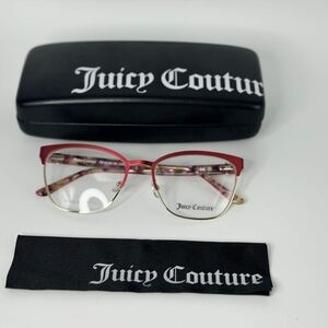 NEW - Juicy Couture Women's Red and Gold Semi-Rim Glasses for RX or Blue Light